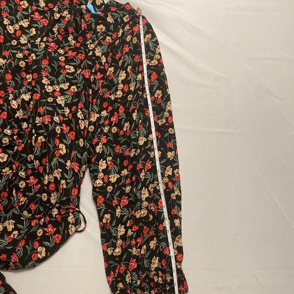 Draper James Dress Womens 2X Black Floral Long Sleeve Belted Sheath Boho - Picture 12 of 12